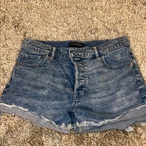 Express Women's Faded Blue Denim Shorts